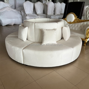 SMOOTH Sofá de salón de lujo Sofá de terciopelo blanco Sofá redondo para boda Evento Salón de fiesta - Product Image 3