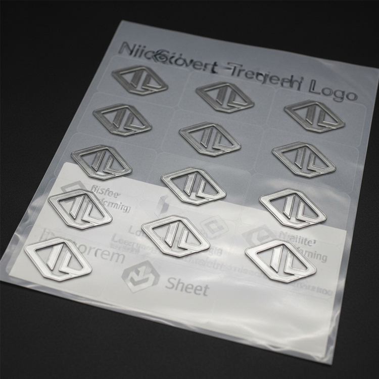 XJY Custom Designed Nickel Silver Logo Transfer Decorative Stickers with 3D Printed Electroformed Metal Label for Business logo