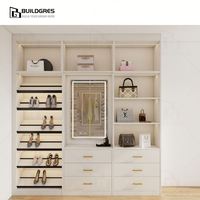 Armoire moderne autoportante en bois sur mesure avec miroir LED intégré, design modulaire, grande capacité de rangement durable pour chambre à coucher