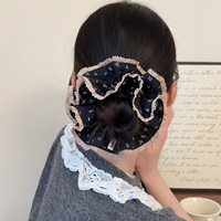 Chouchous en tissu surdimensionnés de style coréen, à dentelle florale, faits main, très élastiques, volumineux, doux, féminins, rétro, pour mariage et usage quotidien
