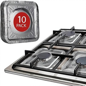 Tappetini Monouso in Alluminio Spesso Antiolio per Fornelli a <span class=keywords><strong>Gas</strong></span> 23x23cm Quadrati Resistenti al Calore Universali per Pulizia Cucina - Product Image 2