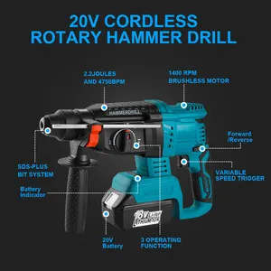 1 INCH SDS-Plus Brushless Electric Hamer Drill Rock Wood Concrete Drilling Machine 18V Heavy Duty Rotary Hammer Drill