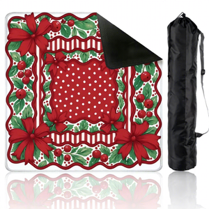 Christmas Themed Jacquard Fabric Mahjong <b>Table</b> Mat, Non-Slip Water-Absorbent, Stain Resistant Wearable Easy Clean Game <b>Table</b> Pad - Product Image 1