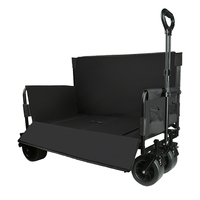 Chariot de camping pliable multifonctionnel avec siège pour 2 adultes, capacité de charge de 500 lb, chariot-lit robuste