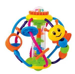 Jouets pour bébés de 6 à 12 mois Balle sensorielle Jouets pour bébés Hochet à poignée et à rotation Balle sonore d'activité éducative pour tout-petits