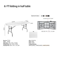 Table pliante en plastique GSD Outdoor de 6 pieds, table portable longue en HDPE pour une utilisation intérieure et extérieure, rectangulaire avec poignée de transport