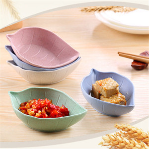 Nouvelles coupelles à sauce écologiques en gros, en <span class=keywords><strong>forme</strong></span> de feuilles, de fleurs et de cœurs, en paille de blé, petites coupelles et assiettes de service en plastique - Product Image 1