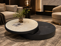 Table d'appoint contemporaine à niveaux avec double plateau rond, mobilier de salon moderne, fabricant OEM