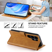 Étui portefeuille à rabat en cuir PU motif vachette pour Samsung Galaxy S26 Ultra/S25/S24/S23/S22 PLUS S26 FE – Sacoche de téléphone portable