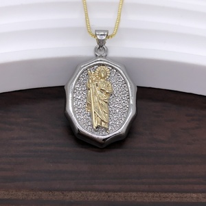 Accesorios para Hacer Collares y Pulseras con Colgante de Cobre Bicolor con Microincrustaciones de Oro de 18K de la Virgen María Religiosa - Product Image 5