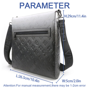 <span class=keywords><strong>Sac</strong></span> bandoulière en cuir PU noir dégradé avec monogramme en relief pour <span class=keywords><strong>homme</strong></span>, avec sangle réglable de marque, grande taille - Product Image 3