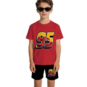 T-shirt a maniche corte e pantaloncini con stampa Lightning <span class=keywords><strong>McQueen</strong></span> 95 Racing Car per ragazzi, set di abiti casual in 2 pezzi - Product Image 5