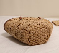 Sac fourre-tout ouvert en paille tressée couleur unie pour femme 2026, réutilisable, avec fermeture éclair, en polyester, grande capacité, pour voyage et plage