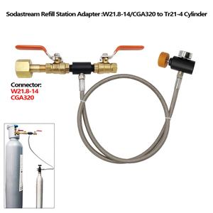 Adaptador de Cilindro de Recarga de CO2 CGA320 W21.8-14, Kit de Conector para Estación de Llenado de Bebidas Carbonatadas, Manguera de 36 Pulgadas, Válvula Doble con Manómetro - Product Image 2