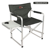 Chaise de directeur en alliage d'aluminium noir, tissu Oxford, chaise pliante portable multifonctionnelle avec/sans table latérale pour la pêche