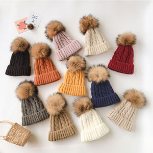 Set di cappelli da bambino invernali cappellino berretto da bambino cappelli da bambino per ragazze bel <span class=keywords><strong>Pompon</strong></span> per bambini tenere caldo berretto da sci lavorato a maglia - Product Image 4