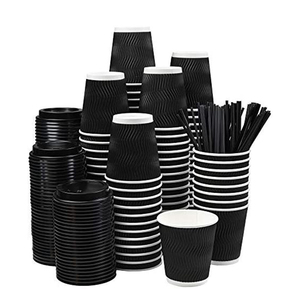 Custom Printed Eco Friendly High Quality <b>Disposable</b> Ripple Wall Paper Coffee <b>Cups</b> with Lids - Product Image 1