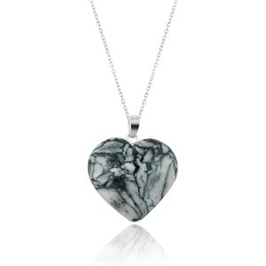 YASHEE-collar con colgante de corazón de jaspe pinolita natural, piedra de cristal auténtica, regalo para el amor, Reiki, curación, joyería unisex para adultos - Product Image 1