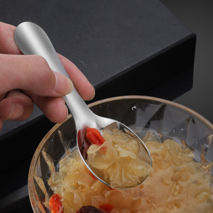 Cuchara de alimentación para niños pequeños de acero inoxidable 316 de primera calidad, cucharas de entrenamiento para bebés con mango corto y base plana, vajilla portátil para niños - Product Image 2