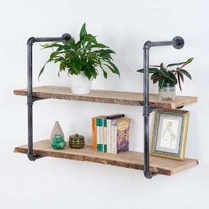 Staffe Heavy Duty <span class=keywords><strong>2</strong></span> 3 Strati Più Livelli Decorazione In Metallo Rustico Mensola A Muro Galleggiante Tubo Staffa di Montaggio In Acciaio Ghisa Industriale - Product Image 2