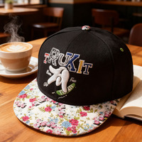 Casquette Snapback à Visière Plate de Haute Qualité avec Motif Floral Imprimé, Logo Brodé Personnalisé, Casquette de Baseball, Gorras