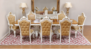 Royal & Luxury Baroque Wood Carving Dining Set Royal <b>Hand</b> Carved Solid Wood Dining Table Set Elegant Dining Table and <b>Chairs</b> Set - Product Image 3
