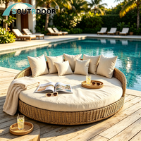 Chaise longue moderne en aluminium et rotin PE SR, écologique, pliable, portable, pour l'extérieur, le bord de la piscine, avec coussins, pour la chambre à coucher, les hôtels