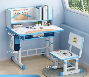 Ensemble table et chaise d'étude ergonomique pour enfants, réglable en hauteur, moderne, dessin animé, pour <span class=keywords><strong>chambre</strong></span> d'enfant, salon, en bois MDF et métal - Product Image 6