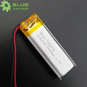 Batería Lipo de polímero de iones de litio azul, Taiyang 641240, 3,7 V, 250mAh, 260mah