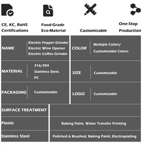 Conjunto de Moedores de Sal e Pimenta Elétricos Portáteis de Aço Inoxidável Recarregáveis por USB, Ajustáveis e de Última Geração – Lançamento Quente! - Product Image 5