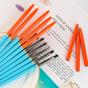 Metal Handle Fan Shape Nail Art Brush <b>Set</b> Soft Floral Gradient Gel Striping Carving Pens <b>Crimped</b> Ferrule - Product Image 4