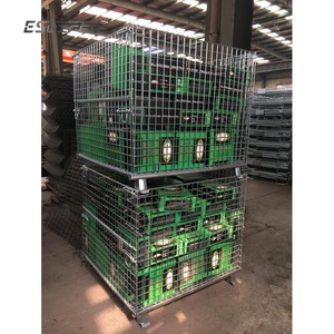 Tùy chỉnh kho gấp dây lưới lồng lưu trữ hộp thép với bánh xe - Product Image 6