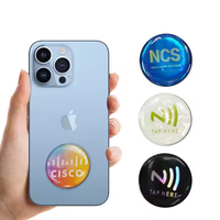 Logotipo personalizado código QR RFID Etiqueta de resina transparente 25mm-70mm pegatina epoxi para tarjetas de membresía Anti-Metal NFC teléfono Google Facebook
