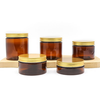 Pot en plastique ambré vide à large ouverture avec couvercle à vis pour crème visage et soins de la peau, disponible en 1oz, 2oz, 4oz, 6oz, 8oz, 12oz, 16oz