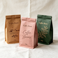 Sachet de café personnalisé, recyclable, biodégradable, à fermeture éclair, avec valve unidirectionnelle, à encoche de déchirement, thermoscellable, de qualité alimentaire