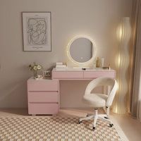 <strong>Best</strong>-<strong>Selling</strong> Modern Vanity <strong>with</strong> <strong>LED</strong> <strong>Lights</strong> and Pink Storage Cabinet Vanity for Bedrooms and Apartments