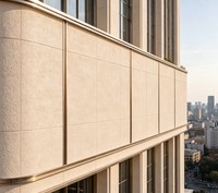 Tuile Flexible 3D Effet Travertin Série Ligne Design, Plaque de Pierre Légère, Étanche et Ignifuge pour la Décoration de Façade de Villa
