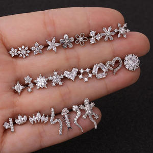 Bijoux de <span class=keywords><strong>Piercing</strong></span> en Zircon, boucles d'oreilles en acier inoxydable, hélice, stock, vente en gros, prix d'haltère, boucles d'oreilles en os - Product Image 3