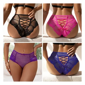 Mutandine da donna in pizzo floreale a pois neri di vendita calda matura mutandine da donna traspiranti Plus Size vedere attraverso la <span class=keywords><strong>biancheria</strong></span> <span class=keywords><strong>intima</strong></span> Sexy delle donne - Product Image 3