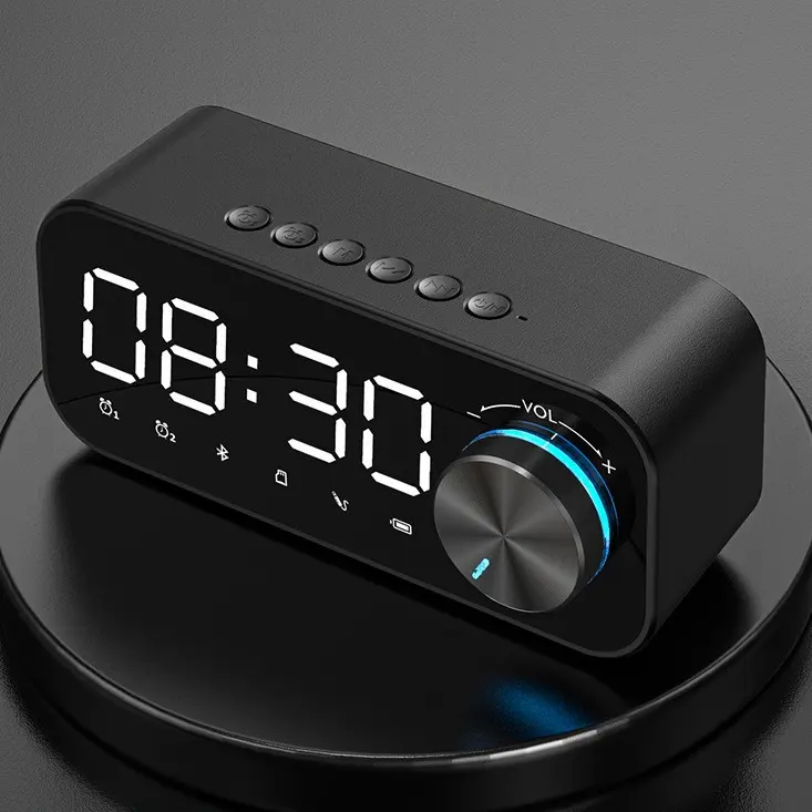 2023 Hot Selling Music Player LED Bluetooth Speaker with Digital Display TF Card Desk Table Alarm Clock Speaker