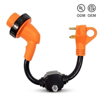 Câble adaptateur RV 30 ampères avec disjoncteur, NEMA TT-30P mâle vers L5-30R femelle, prise coudée à 90 degrés pour alimentation de générateur de camping-car