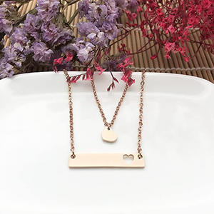 Fashion Mother's Day <strong>Gift</strong> <strong>For</strong> Mom Grandma <strong>Daughter</strong> Stainless Steel Silver 18k Gold Bar Disc Heart Jewelry Necklace - Product Image 3