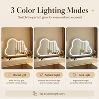 Miroir de maquillage LED en forme de nuage avec lumières, bord en cristal, gradation progressive 3 couleurs, commande tactile, grand miroir de table pour la coiffeuse