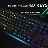 Leave K550 Keyboard Mekanikal berkabel, Keyboard Gaming RGB Backlit untuk Gamer komputer kantor Laptop 87 tombol Keyboard Gaming USB