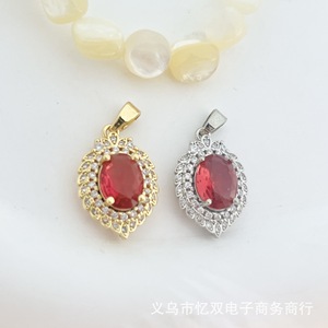 Pendentif en zircon rouge en forme de larme avec accents de diamants pour femmes, à porter au quotidien, origine Yiwu, pendentifs solitaires - Product Image 1