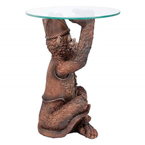 Polyresin/.resin coffee <strong>table</strong> Decor Moroccan <strong>Monkey</strong> Business Glass Topped Side <strong>Table</strong>, 21 Inch, Full Color