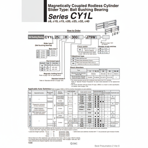 CY1L32H-250B hydraulique de cylindre sans tige pneumatique SMC - Product Image 1