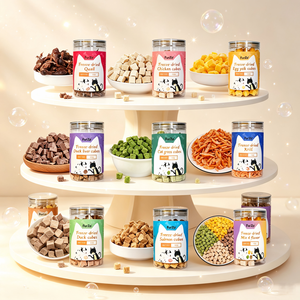 Snack Liofilizzati di Pollo e <span class=keywords><strong>Salmone</strong></span> all'Ingrosso, Carne Pura ad Alto Contenuto Proteico e Basso Contenuto di Grassi, Snack Ecologici per Cani e Gatti per la Cura della Pelle - Product Image 1