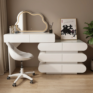 Modern Makeup <b>Vanity</b> <b>Table</b> With Cloud Shape <b>Mirror</b> Storage Desk For Bedroom Furniture - Product Image 4