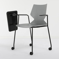 Chaise de bureau et de conférence ergonomique contemporaine de qualité avec cadre en acier, tablette d'écriture et accoudoirs mobiles pour la maison, le bureau et l'école